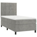 Pat box spring cu saltea, gri deschis, 90x200 cm, catifea - WALTI WALTI