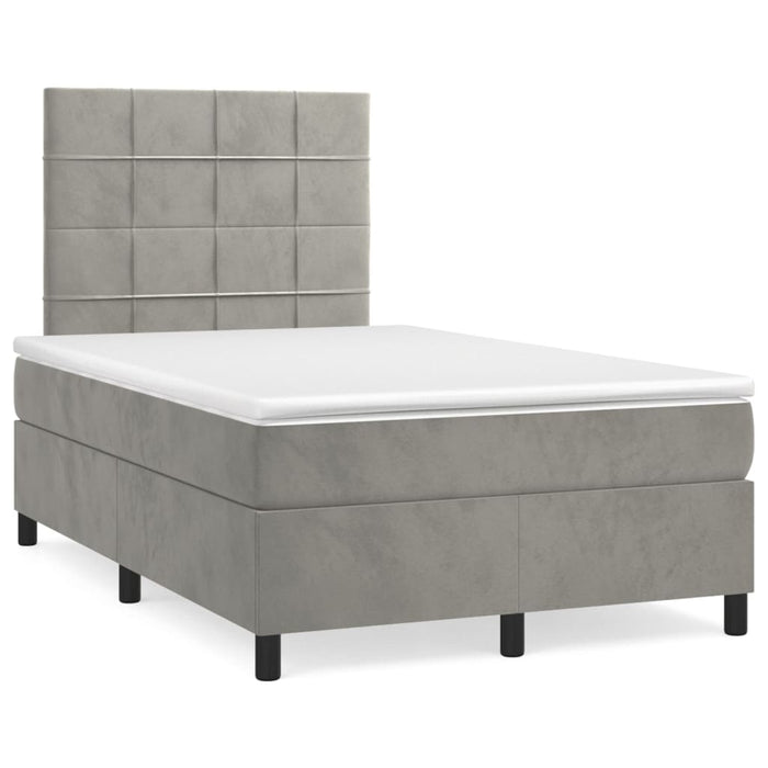 Pat box spring cu saltea, gri deschis, 120x200 cm, catifea - WALTI WALTI