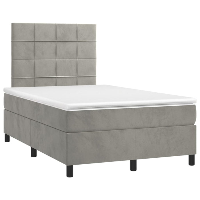 Pat box spring cu saltea, gri deschis, 120x200 cm, catifea - WALTI WALTI