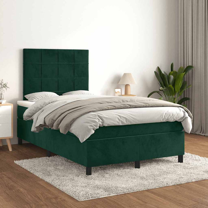 Pat box spring cu saltea, verde închis, 120x200 cm, catifea - WALTI WALTI