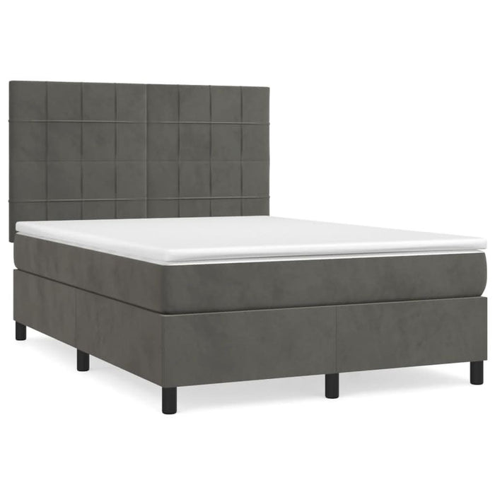 Pat box spring cu saltea, gri închis, 140x190 cm, catifea - WALTI WALTI