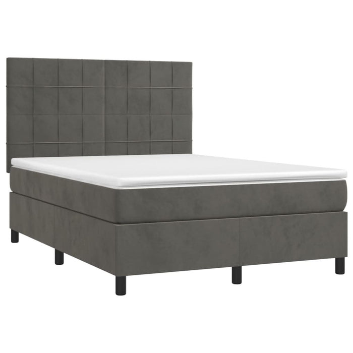 Pat box spring cu saltea, gri închis, 140x190 cm, catifea - WALTI WALTI
