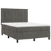 Pat box spring cu saltea, gri închis, 140x190 cm, catifea - WALTI WALTI