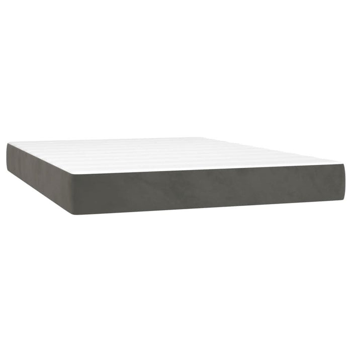 Pat box spring cu saltea, gri închis, 140x190 cm, catifea - WALTI WALTI