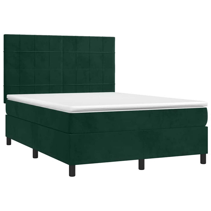 Pat box spring cu saltea, verde închis, 140x200 cm, catifea - WALTI WALTI