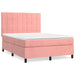 Pat box spring cu saltea, roz, 140x200 cm, catifea - WALTI WALTI