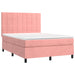Pat box spring cu saltea, roz, 140x200 cm, catifea - WALTI WALTI