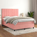 Pat box spring cu saltea, roz, 140x200 cm, catifea - WALTI WALTI