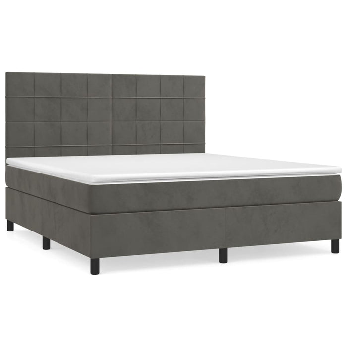 Pat box spring cu saltea, gri închis, 160x200 cm, catifea - WALTI WALTI