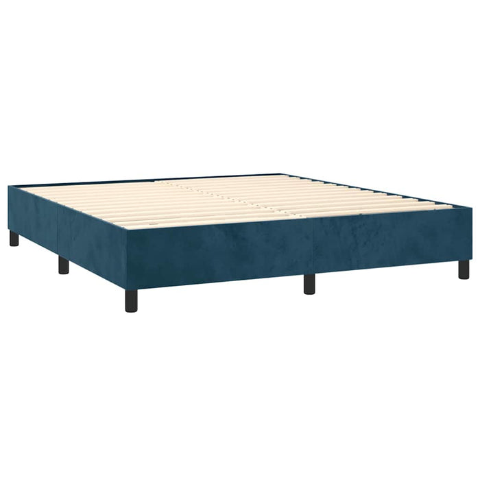 Pat box spring cu saltea, albastru închis, 160x200 cm, catifea - WALTI WALTI