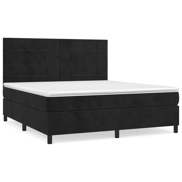 Pat box spring cu saltea, negru, 180x200 cm, catifea - WALTI WALTI