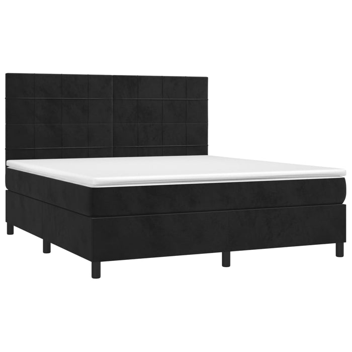 Pat box spring cu saltea, negru, 180x200 cm, catifea - WALTI WALTI