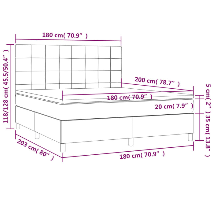 Pat box spring cu saltea, negru, 180x200 cm, catifea - WALTI WALTI