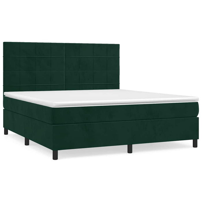 Pat box spring cu saltea, verde închis, 180x200 cm, catifea - WALTI WALTI