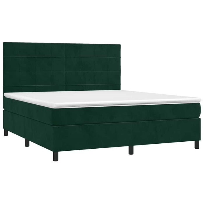 Pat box spring cu saltea, verde închis, 180x200 cm, catifea - WALTI WALTI