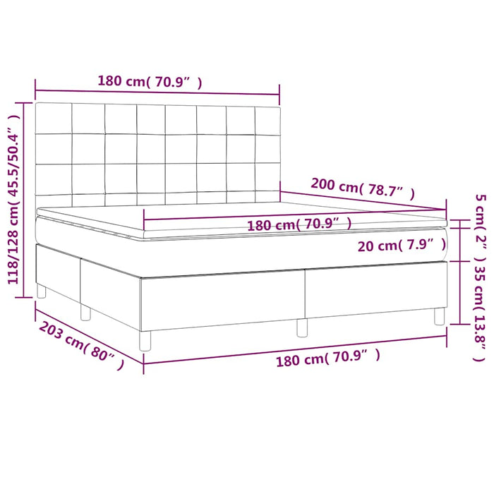 Pat box spring cu saltea, albastru închis, 180x200 cm, catifea - WALTI WALTI