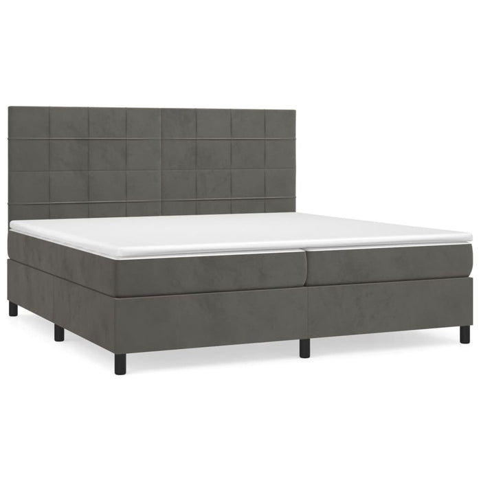 Pat box spring cu saltea, gri închis, 200x200 cm, catifea - WALTI WALTI