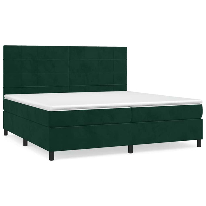 Pat box spring cu saltea, verde închis, 200x200 cm, catifea - WALTI WALTI