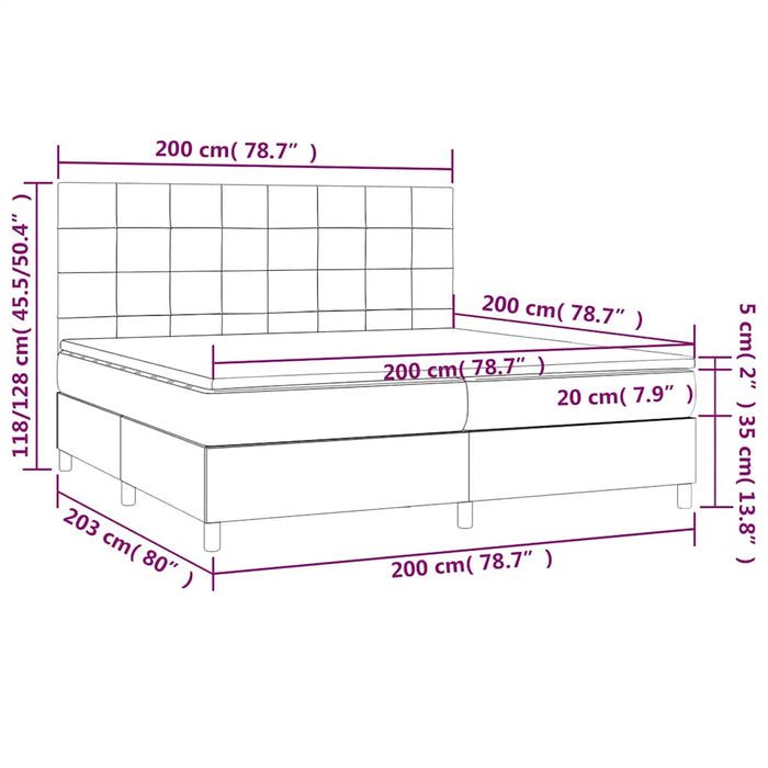 Pat box spring cu saltea, verde închis, 200x200 cm, catifea - WALTI WALTI