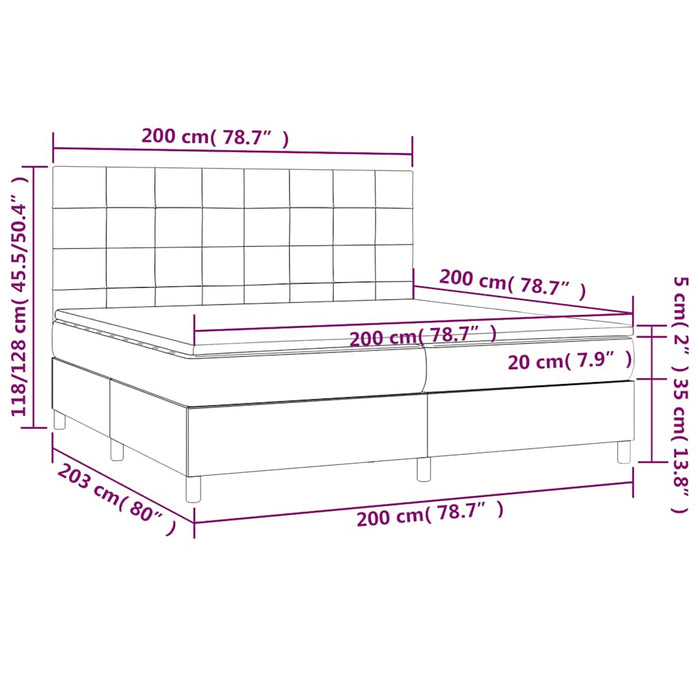 Pat box spring cu saltea, albastru închis, 200x200 cm, catifea - WALTI WALTI