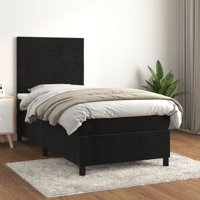 Pat box spring cu saltea, negru, 80x200 cm, catifea - WALTI WALTI