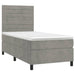 Pat box spring cu saltea, gri deschis, 90x190 cm, catifea - WALTI WALTI