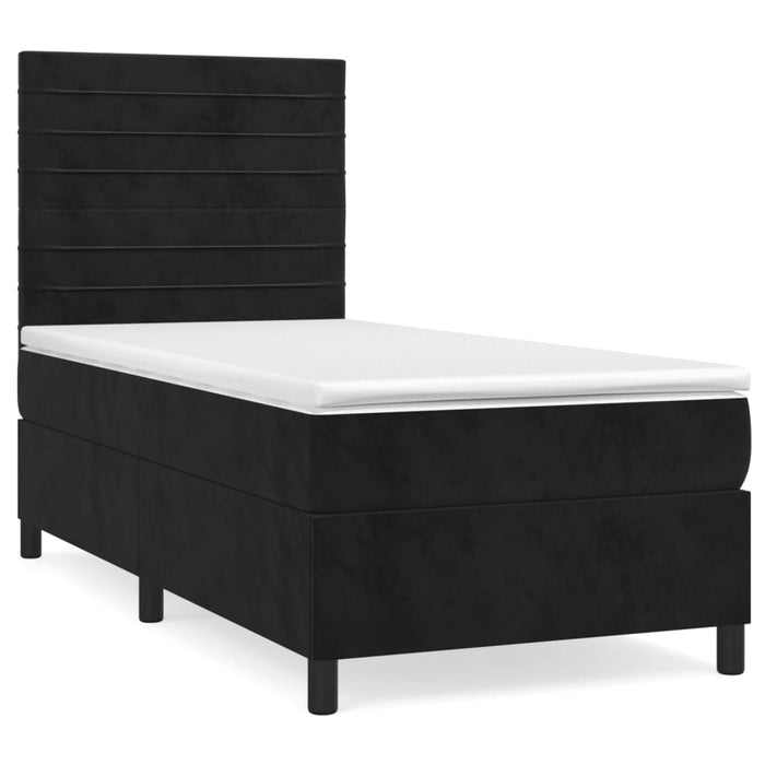 Pat box spring cu saltea, negru, 90x190 cm, catifea - WALTI WALTI