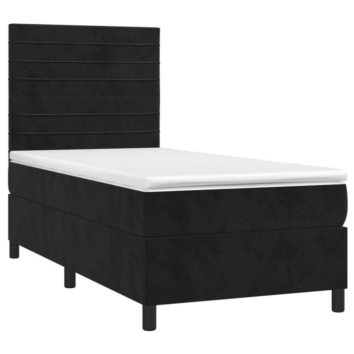 Pat box spring cu saltea, negru, 90x200 cm, catifea - WALTI WALTI