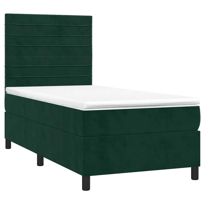 Pat box spring cu saltea, verde închis, 90x200 cm, catifea - WALTI WALTI