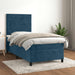 Pat box spring cu saltea, albastru închis, 90x200 cm, catifea - WALTI WALTI