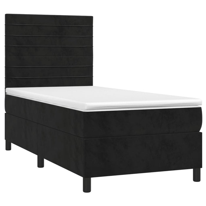 Pat box spring cu saltea, negru, 100x200 cm, catifea - WALTI WALTI