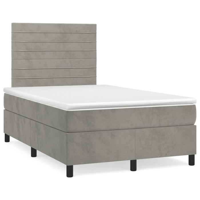Pat box spring cu saltea, gri deschis, 120x200 cm, catifea - WALTI WALTI