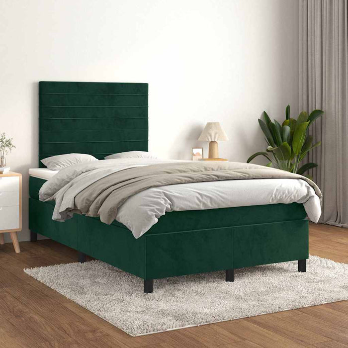 Pat box spring cu saltea, verde închis, 120x200 cm, catifea - WALTI WALTI