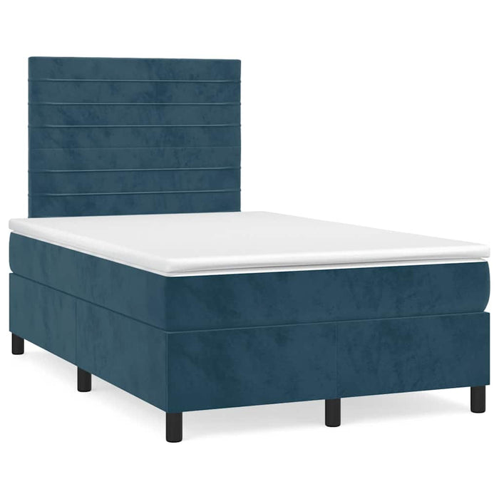 Pat box spring cu saltea, albastru închis, 120x200 cm, catifea - WALTI WALTI