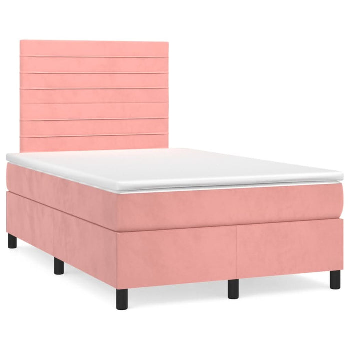 Pat box spring cu saltea, roz, 120x200 cm, catifea - WALTI WALTI