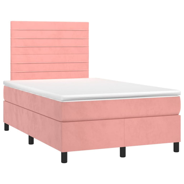 Pat box spring cu saltea, roz, 120x200 cm, catifea - WALTI WALTI