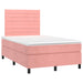 Pat box spring cu saltea, roz, 120x200 cm, catifea - WALTI WALTI