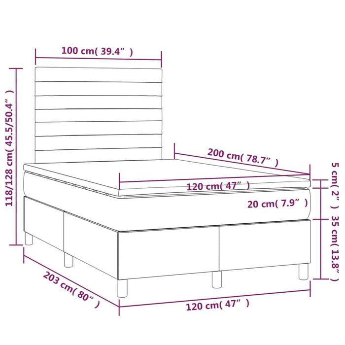 Pat box spring cu saltea, roz, 120x200 cm, catifea - WALTI WALTI