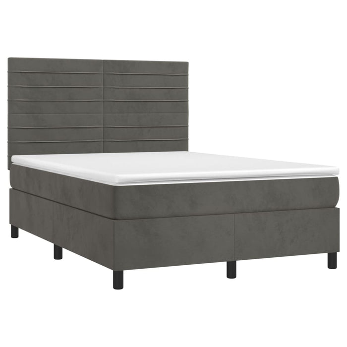 Pat box spring cu saltea, gri închis, 140x200 cm, catifea - WALTI WALTI