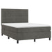 Pat box spring cu saltea, gri închis, 140x200 cm, catifea - WALTI WALTI