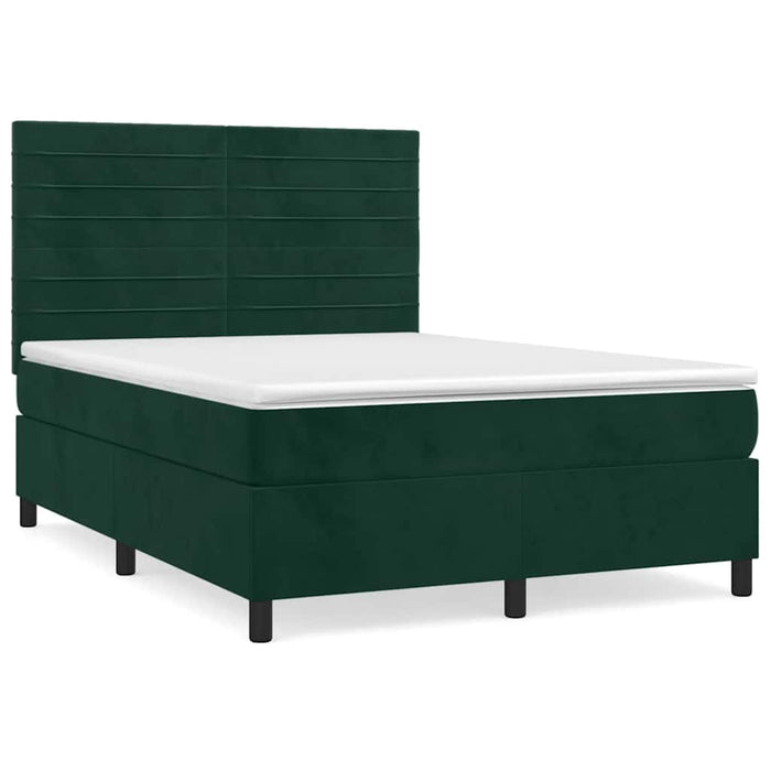 Pat box spring cu saltea, verde închis, 140x200 cm, catifea - WALTI WALTI