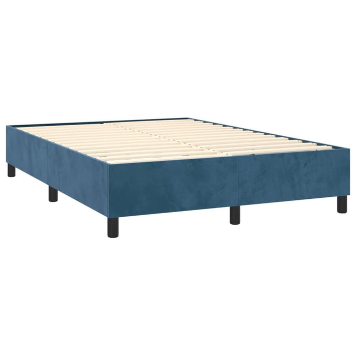 Pat box spring cu saltea, albastru închis, 140x200 cm, catifea - WALTI WALTI
