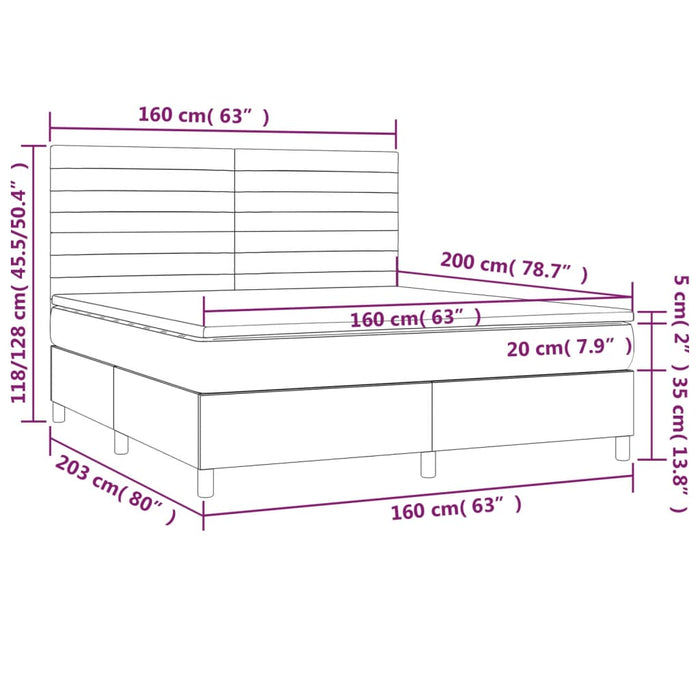 Pat box spring cu saltea, negru, 160x200 cm, catifea - WALTI WALTI