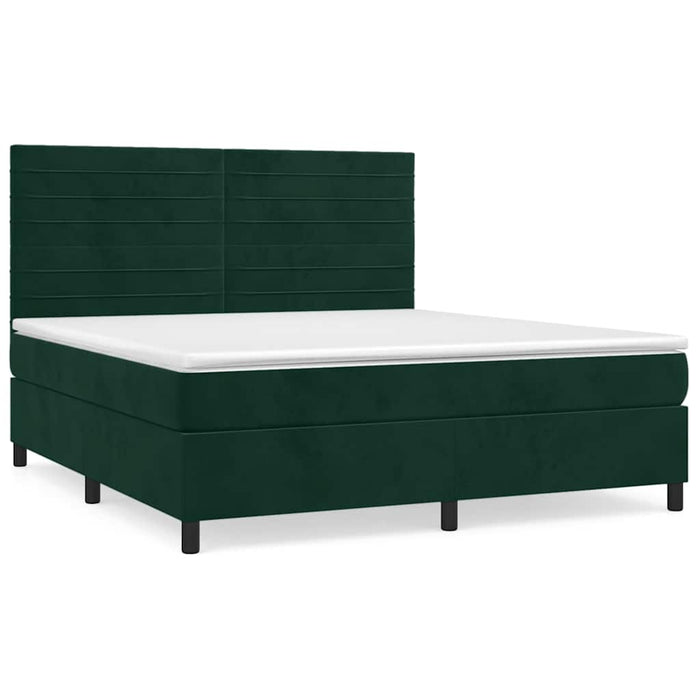 Pat box spring cu saltea, verde închis, 160x200 cm, catifea - WALTI WALTI