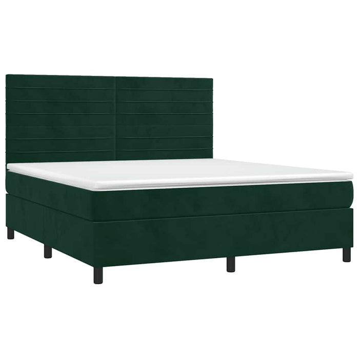Pat box spring cu saltea, verde închis, 160x200 cm, catifea - WALTI WALTI