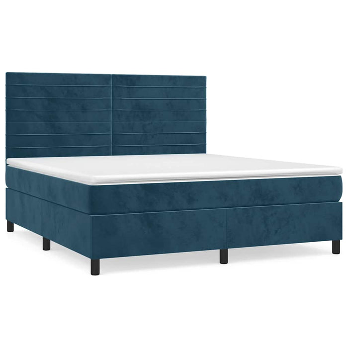 Pat box spring cu saltea, albastru închis, 160x200 cm, catifea - WALTI WALTI