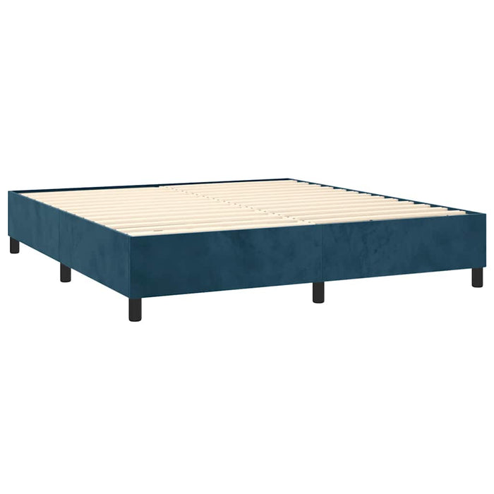 Pat box spring cu saltea, albastru închis, 160x200 cm, catifea - WALTI WALTI