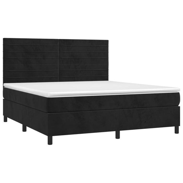 Pat box spring cu saltea, negru, 180x200 cm, catifea WALTI