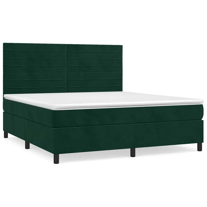 Pat box spring cu saltea, verde închis, 180x200 cm, catifea - WALTI WALTI