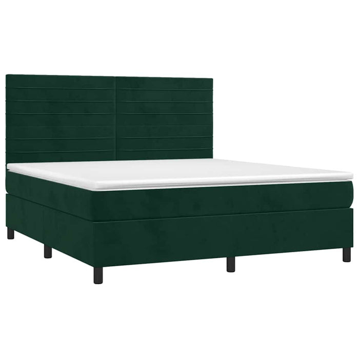 Pat box spring cu saltea, verde închis, 180x200 cm, catifea - WALTI WALTI